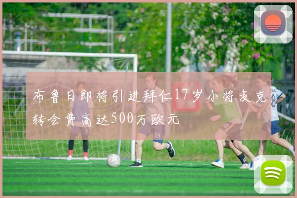 布鲁日即将引进拜仁17岁小将麦克转会费高达500万欧元